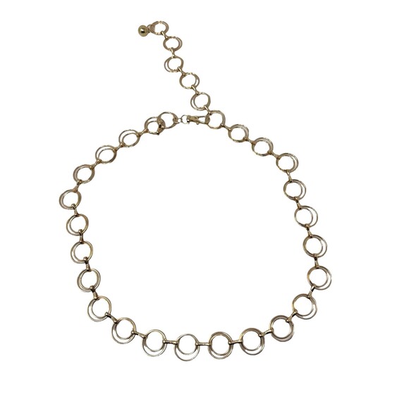 Vintage Gold Tone Double O-Ring Link Chain Belt Adjustable Orb Charm 39\